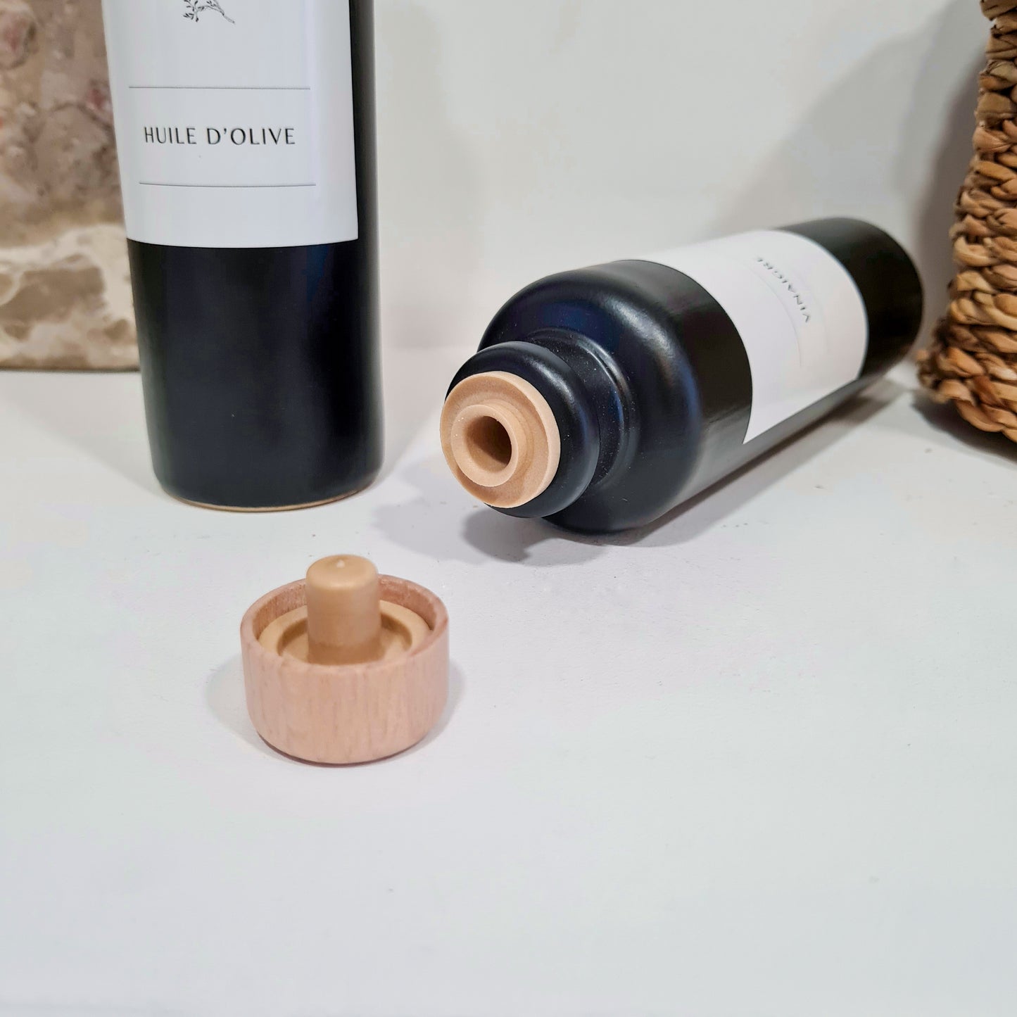 Bouteille en grès Huile & Vinaigre - Lot de 2 - Dolce