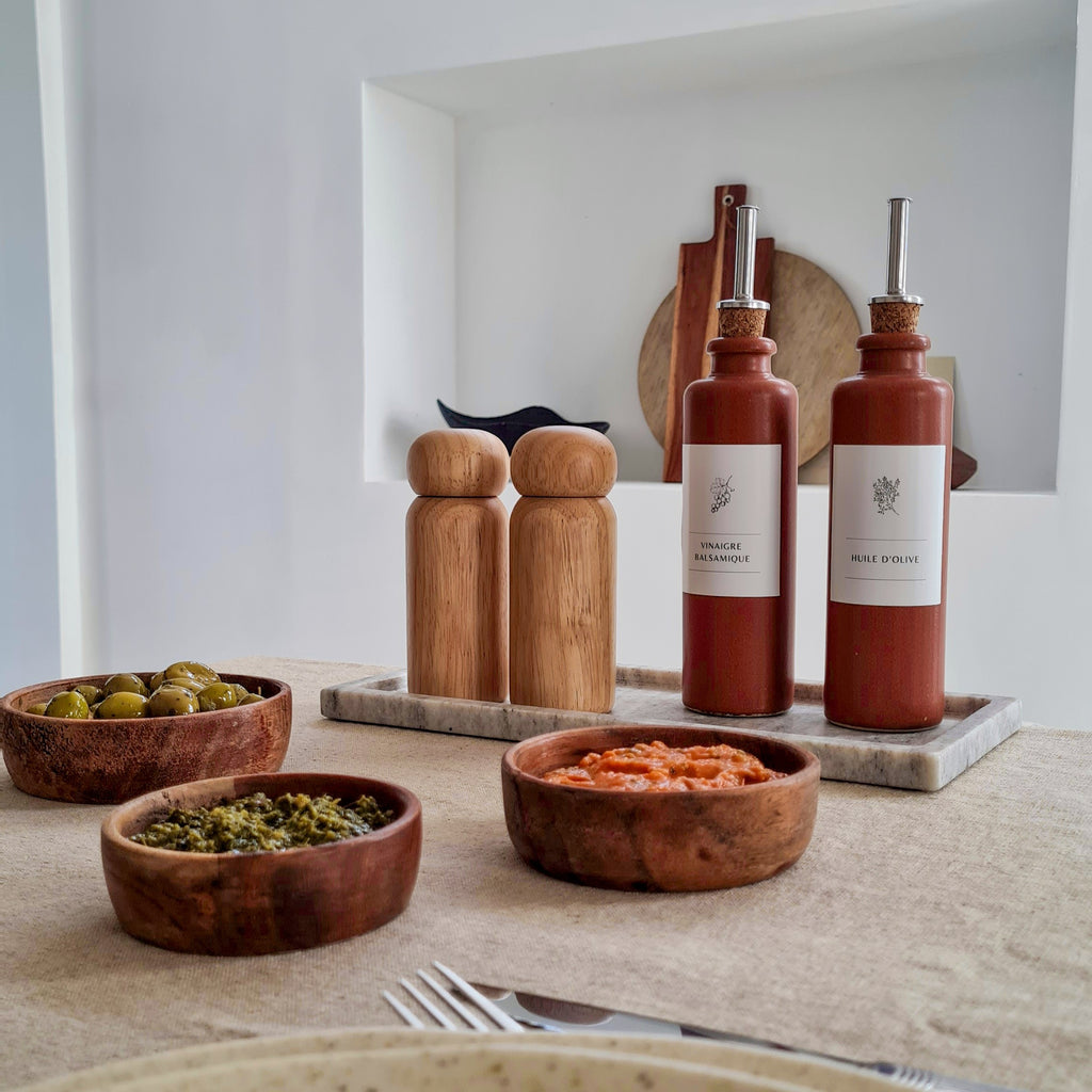 Bouteille en grès Huile & Vinaigre - Lot de 2 - Dolce