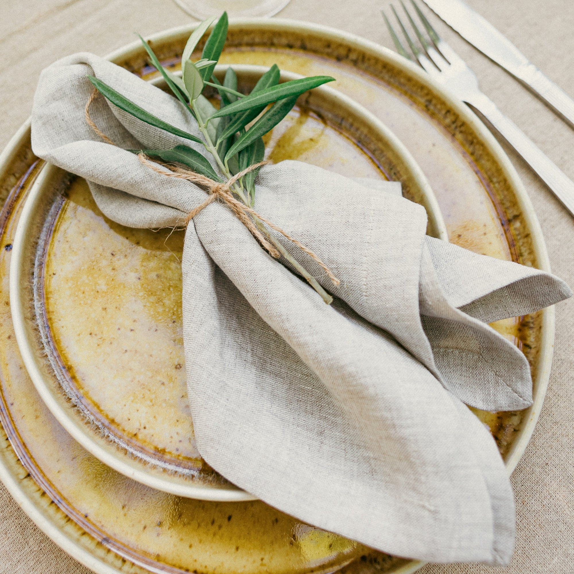 Serviette 100% lin  - Lot de 2 - Sésame